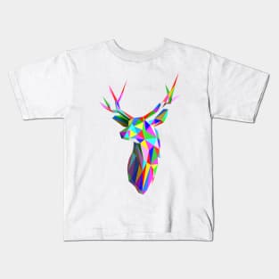 Coloured Faceted Stag Trophy Head Kids T-Shirt